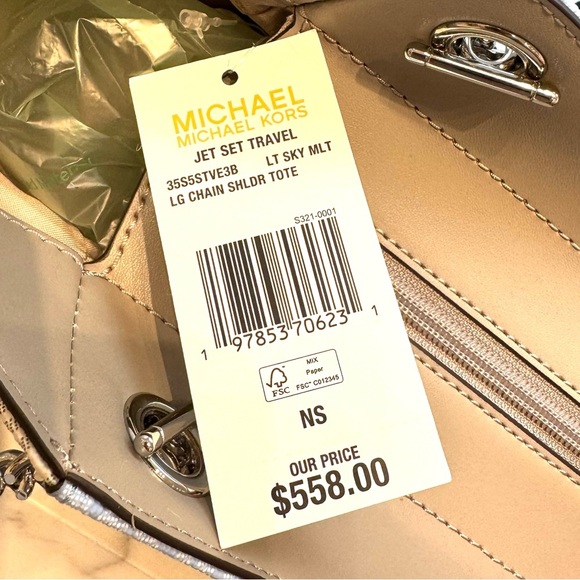 Michael Kors Jet Set LG Color-Block Signature Logo Shoulder Bag Light Sky Multi - Picture 11 of 11
